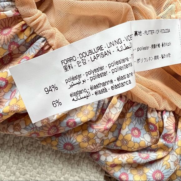 ZARA Printed Satin Effect Puff-Sleeve Off-The-Shoulder Crop Top Women’s Medium - Picture 9 of 10